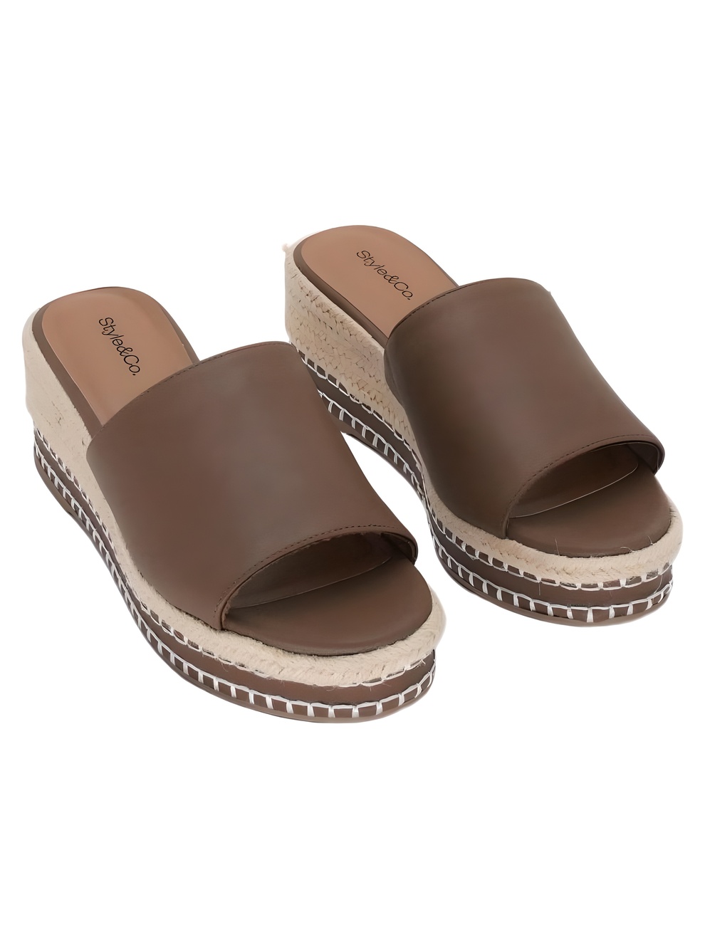 Style & Co Bison Espadrille 2.5" Platform Wedge Slide Sandals Size 8M